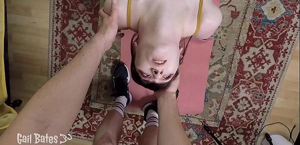  Trailer Yoga teacher gropes student and gives her throat fucking anal training and huge facial